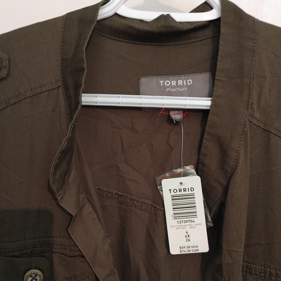 Torrid Peplum Twill Jacket  Sz.4X NWT Green - Picture 8 of 12